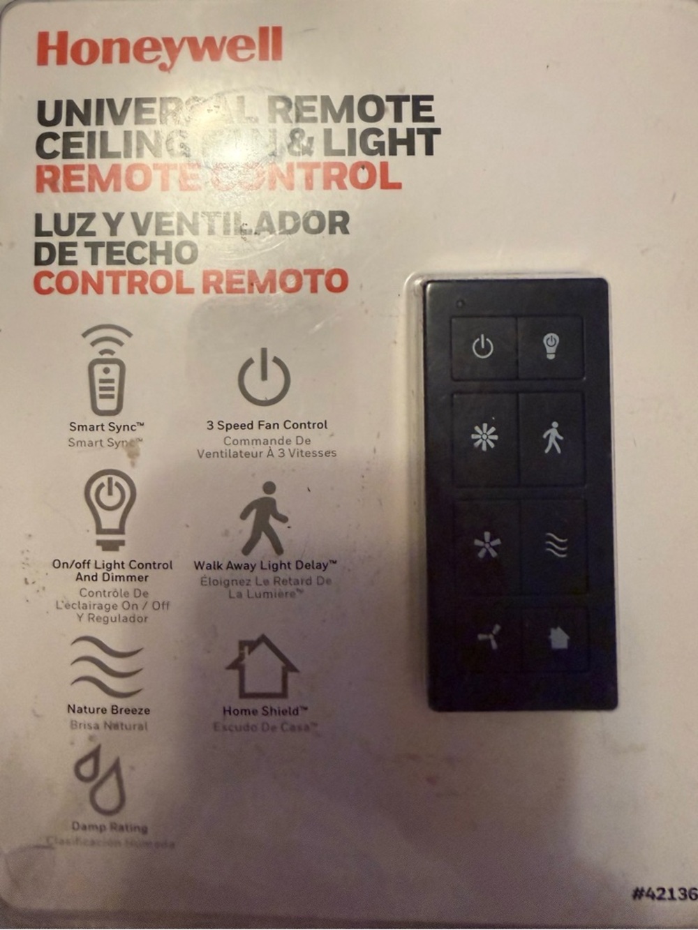 Honeywell Black 3-Speed Remote Control - Universal Ceiling Fan